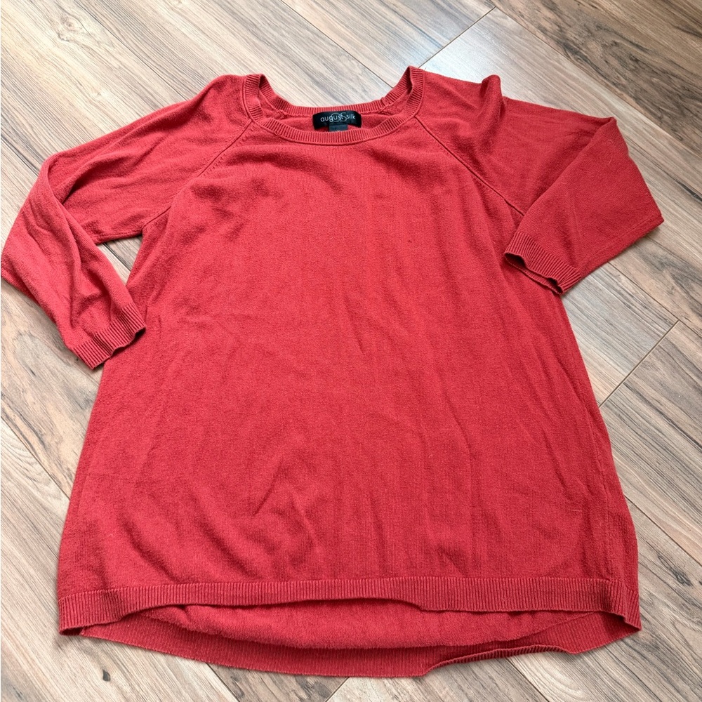 August Silk Red Long Sleeve Sweater Top